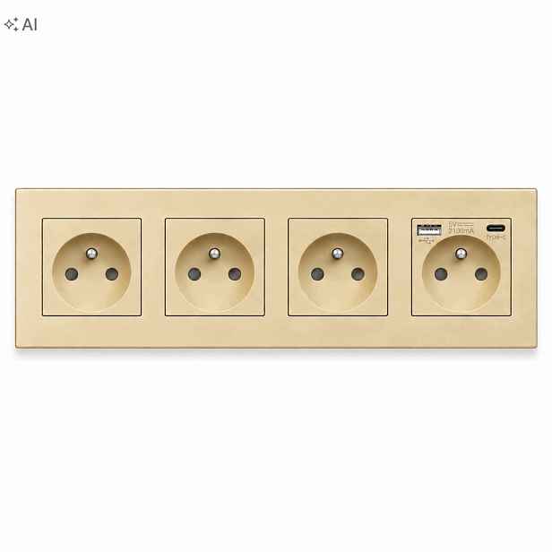 Čtyřnásobná Zásuvka 299 mm 16 A Usb A-c Kontakt Plastová 3.1 A Quick Charge