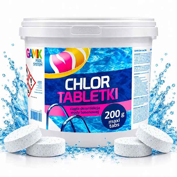 Bazénová Chemie Chlor 5KG 25X200G Tablety Do Bazénu Dlouhodobý Účinek