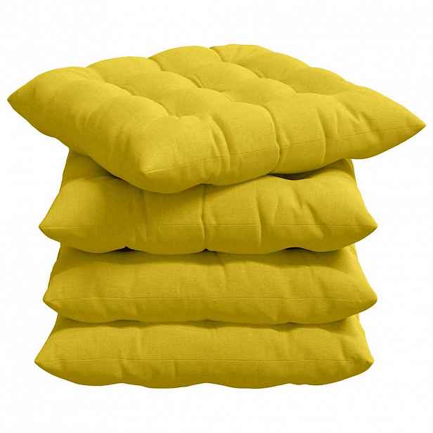 vidaXL Polštáře na sedadla 4 ks Textil Světlá žlutá 40 x 40 x 6 cm
