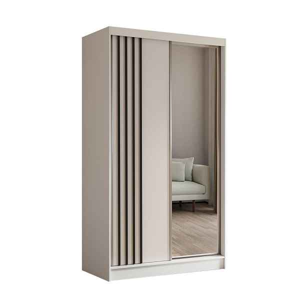 MASSENO ŠATNÍ SKŘÍŇ S POSUVNÝMI DVEŘMI NELVIA, 120/216/61 cm 2dveřová se zrcadlem, bílá
