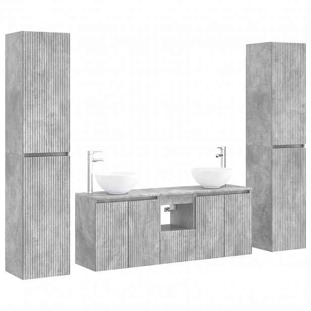 vidaXL Sada koupelnového nábytku 5 ks Betonově šedá 33 x 34,5 x 160 cm