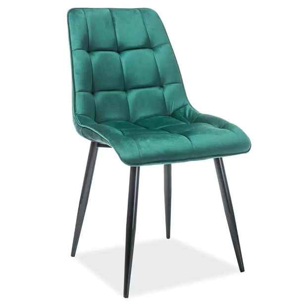 Casarredo Jídelní čalouněná židle SIK VELVET zelená/černá