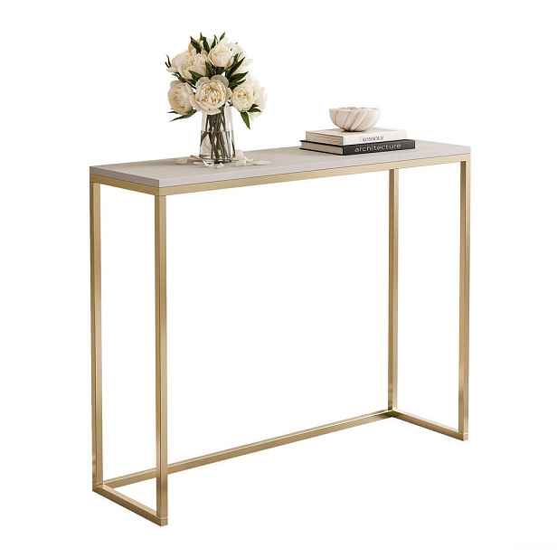 Idohome KONZOLOVÝ STOLEK LORA 100/30/90 cm, zlatý / kašmírový