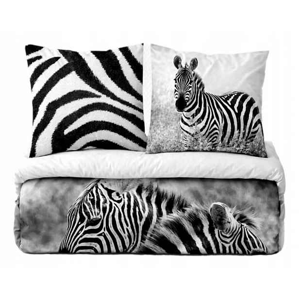 Povlečení zebra exotické černobílé bavlněné 3D 220x200