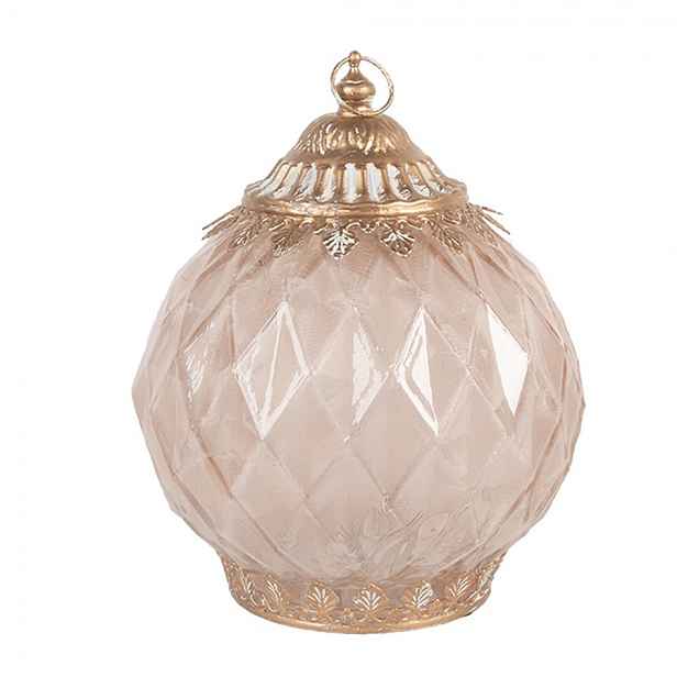 Růžová skleněná svítící LED lucerna Balli - Ø 15*19 cm / 2*AAA Clayre & Eef