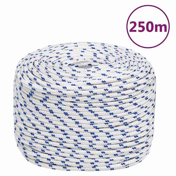 vidaXL Lodní lano bílé 8 mm 250 m polypropylen