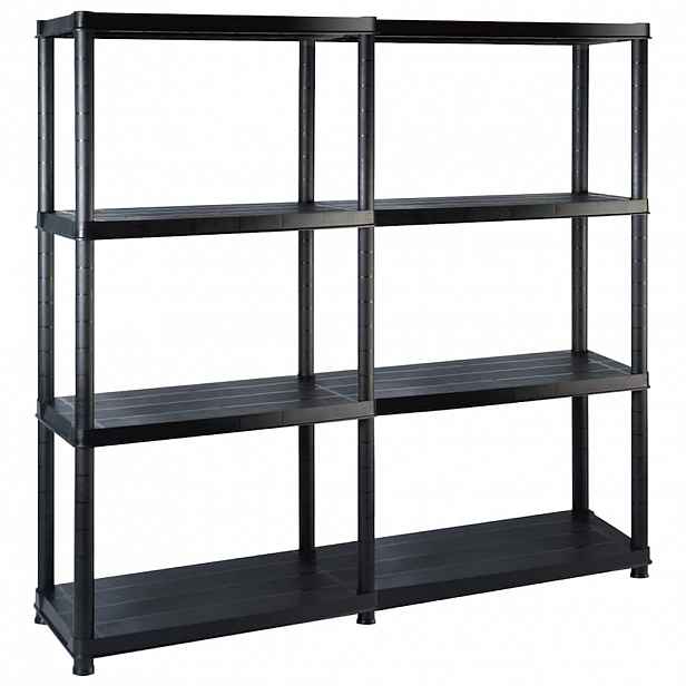 vidaXL Úložný regál 4patrový černý 122 x 30,5 x 130 cm plast