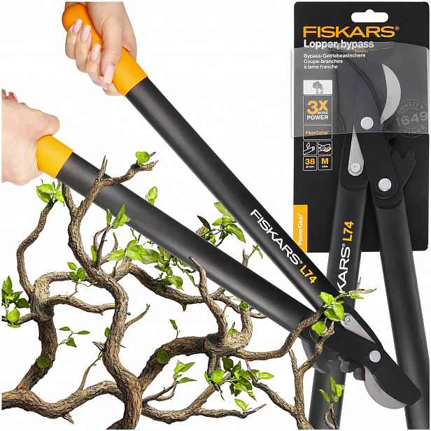 Zahradní nůžky Dvouruční Velké L74 Na větve živých plotů Fiskars