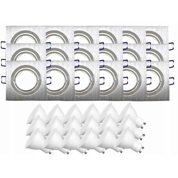 18x Hliníková Lampa Inox Bodové Osvětlení Led Žárovky 5W