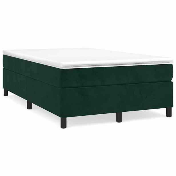 vidaXL Box spring postel s matrací tmavě zelená 120 x 200 cm samet