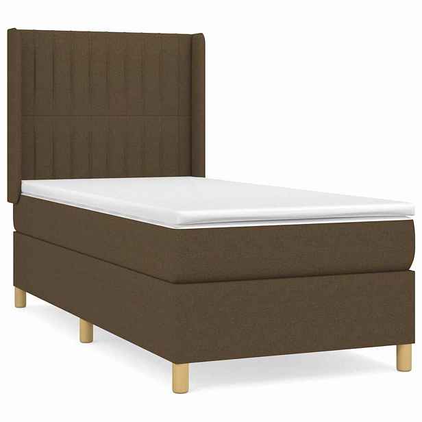 vidaXL Box spring postel s matrací tmavě hnědá 90x190 cm textil