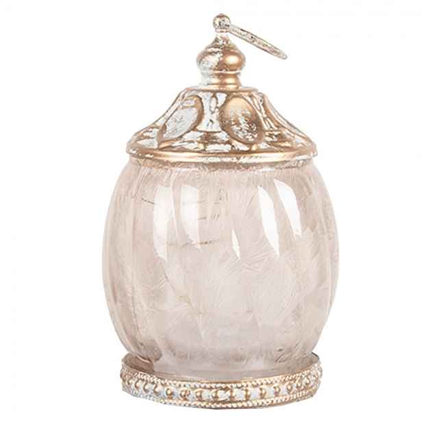Béžová skleněná svítící LED lucerna Balli - Ø 7*11 cm  Clayre & Eef