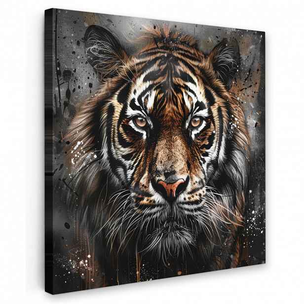 MuchoWow OBRAZ NA PLÁTNĚ Tygr - Zvířata - Portrét - Luxusní - Černá 20x20 cm