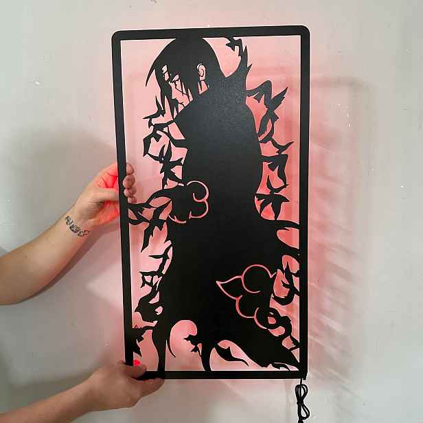 Naruto Itachi Uchiha Dřevěný 3D obraz Anime Noční Lampa Led Dárek