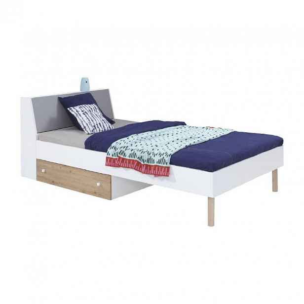Postel Faro FR14 - 90x200 cm Dveře: Bílá / Dub artisan / Šedá