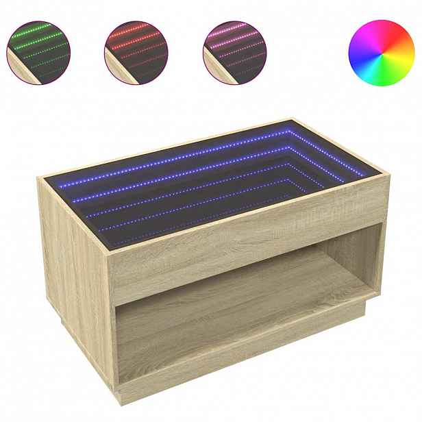 vidaXL Konferenční stolek s Infinity LED dub sonoma 90 x 50 x 50 cm