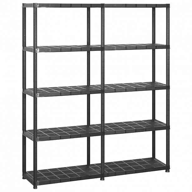 vidaXL Úložný regál 5patrový černý 142 x 38 x 170 cm plast