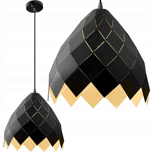 Závěsné Stropní Svítidlo Kovová, černá, Loft E27