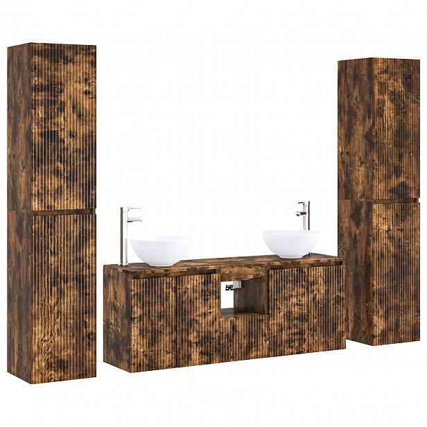 vidaXL Sada koupelnového nábytku 5 ks Kouřový dub 33 x 34,5 x 160 cm