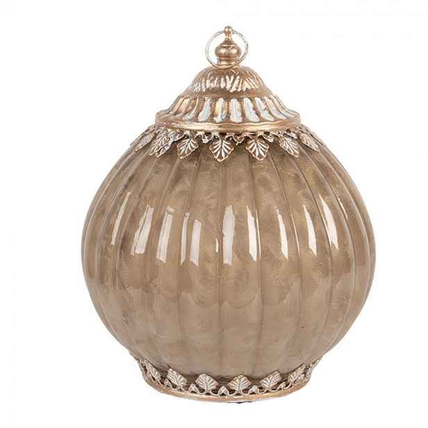 Béžová skleněná svítící LED lucerna Balli - Ø 15*9 cm / 2*AAA Clayre & Eef