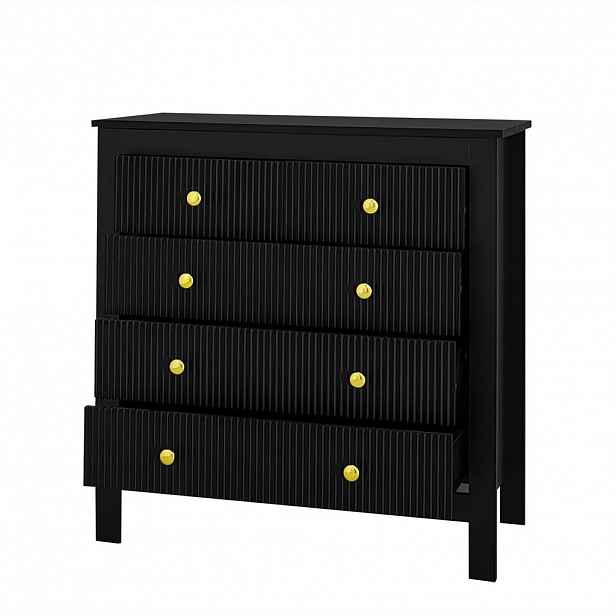 STILVORA KOMODA v černé barvě se speciálními dvířky a 5 zásuvkami, 79×39,5×80,5 cm