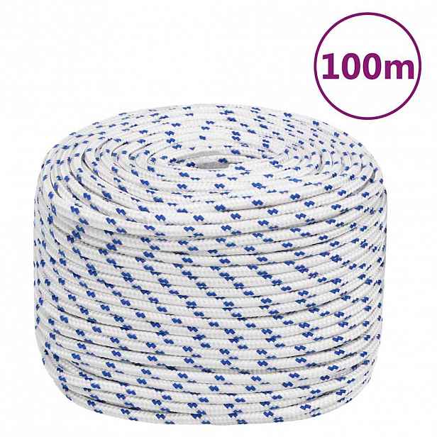vidaXL Lodní lano bílé 10 mm 100 m polypropylen