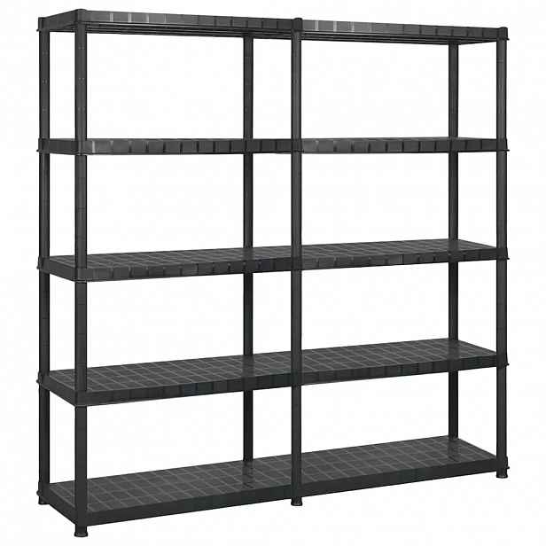vidaXL Úložný regál 5patrový černý 170 x 40 x 185 cm plast