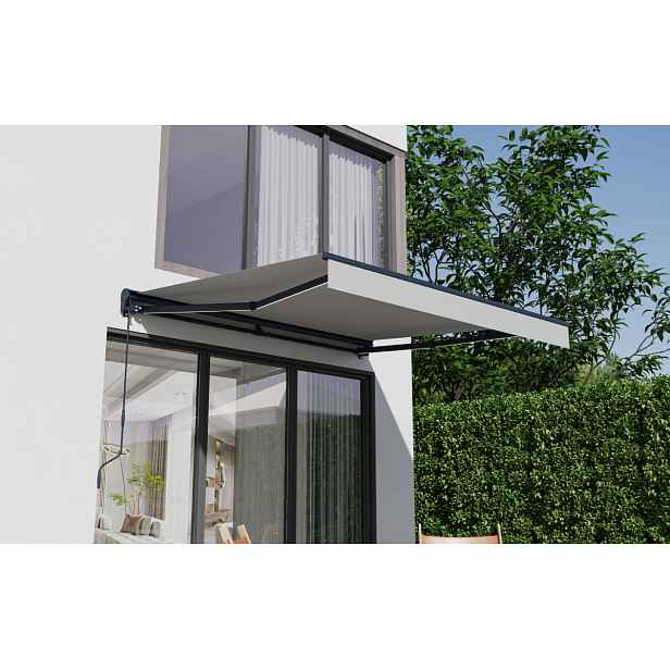 Elektrická markýza s LED osvětlením BestBerg BBSU-EL295LG / 295 x 250 cm / světle šedá