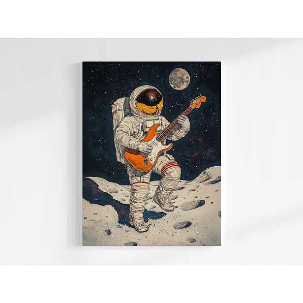 Plakát Vesmír Astronaut Kytara Rock Planeta Hudba 75x100