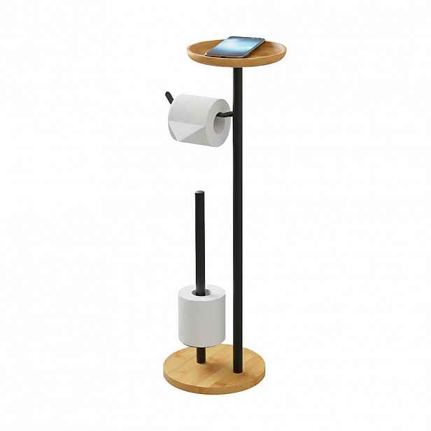 Relaxdays STOJAN Černý s poličkou bambus kov 65 cm