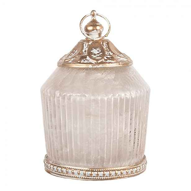 Růžová skleněná svítící LED lucerna Balli - Ø 8*12 cm / 2*AAA Clayre & Eef