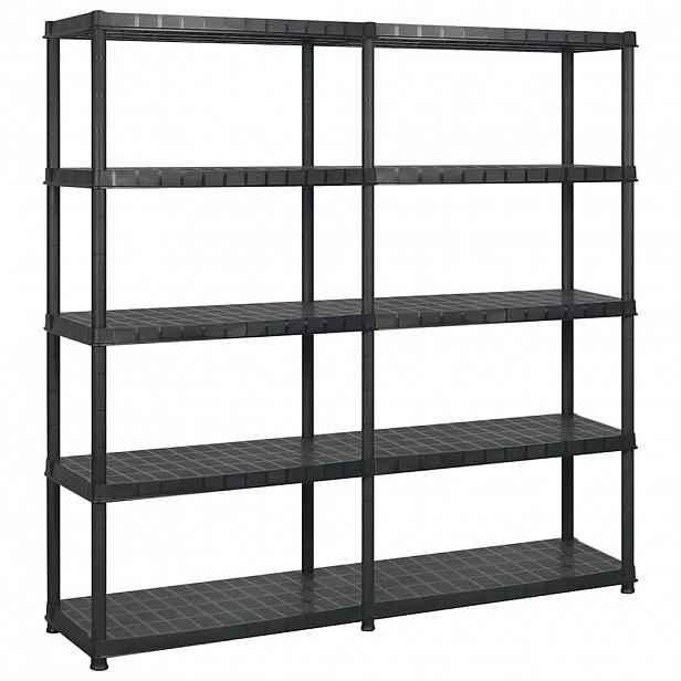 vidaXL Úložný regál 5patrový černý 183 x 45,7 x 185 cm plast
