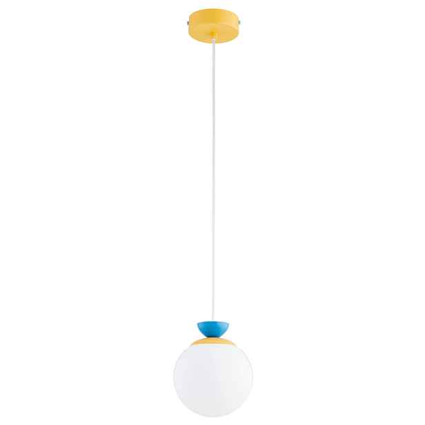 Závěsná lampa moderní skleněná koule žluto-modrá 1xE14 10W Alfa