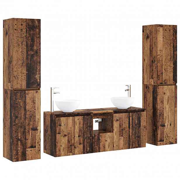 vidaXL Sada koupelnového nábytku 5 ks Staré dřevo 33 x 34,5 x 160 cm