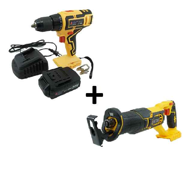 Aku vrtačka 20V 2,0Ah v kufru ASIST AE2V20A-201-BMC + pila ocaska 20V ASIST AE5PO20A, řada AKU GANG!