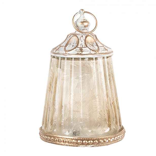 Béžová skleněná svítící LED lucerna Balli - Ø 8*12 cm / 2*AAA Clayre & Eef