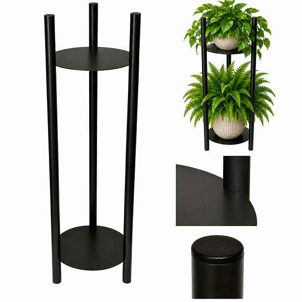 Držák Na Květináč kovový stojící na 2 květy loft stojan 100 cm výrobce fi 26 cm