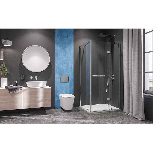 EXTRA R13 CHROM Sprchový kout, sklo 8mm, 100x80x195cm