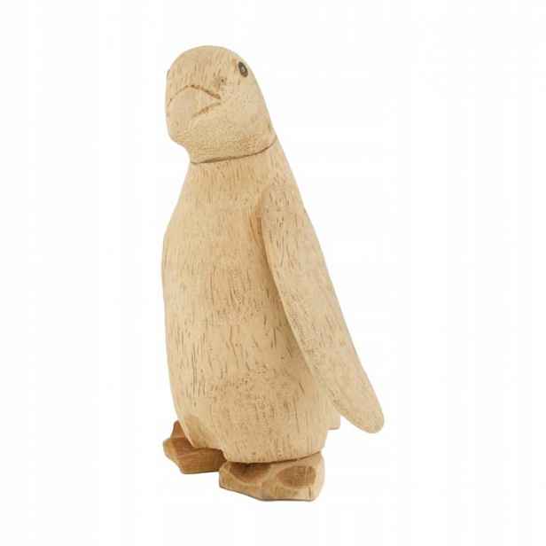 Figurka tučňáka z bambusu a teakového dřeva 22 cm