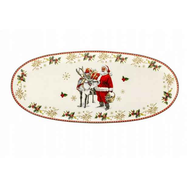 Mísa Talíř Podnos Servírovací tác Vánoční Santa Claus Vánoce 40x20cm