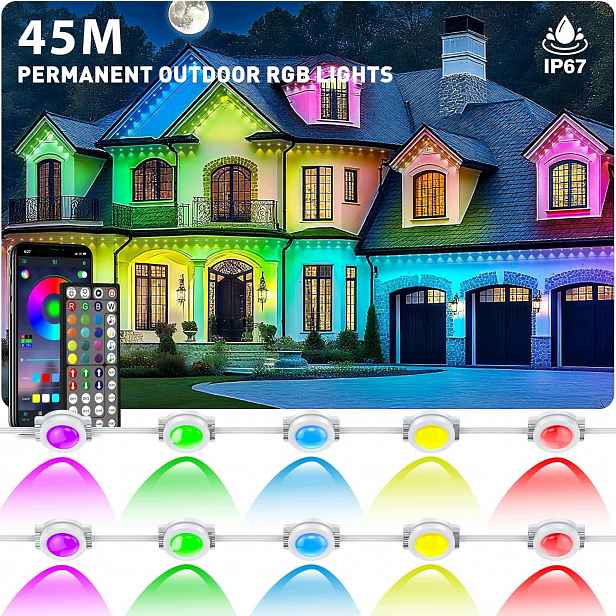 Nuerpo Rgb Led světla 45 m, externí ovládání aplikací/dálkovým ovladačem