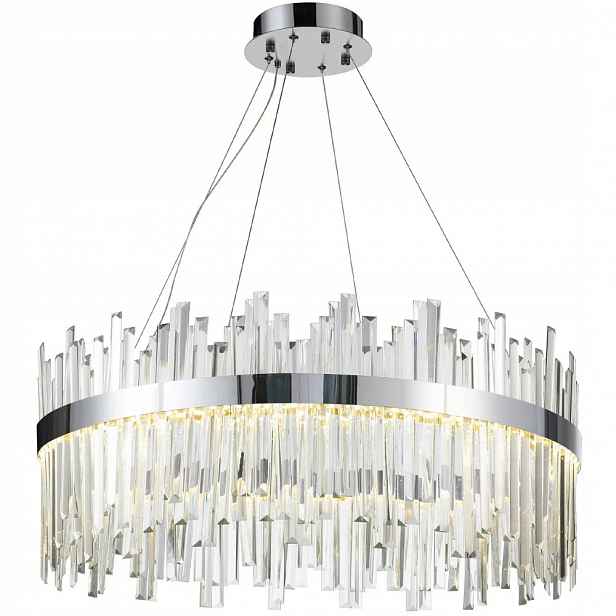 Stropní Křišťálová Lampa Závěsná Led Glamour Ring Stříbrný Lustr Chrom