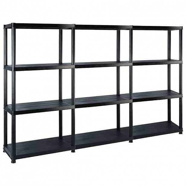 vidaXL Úložný regál 4patrový černý 183 x 30,5 x 130 cm plast