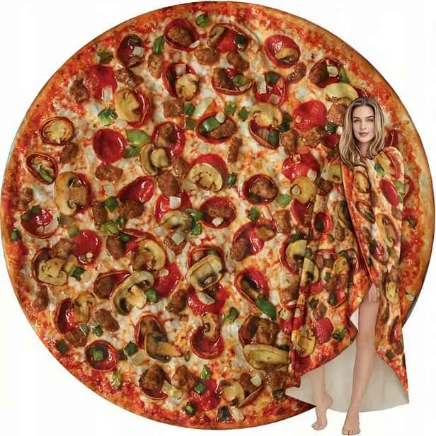 Deka deka pikniková podložka Pizza Velký měkký dárek feferonky 180 cm