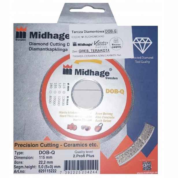 Diamantový Kotouč pro Slinuté Dlažby 115x5x22,2 mm Midhage