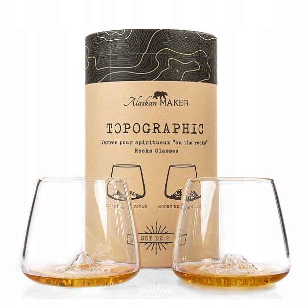 Sada 2 sklenic na whisky Fuji & Denali Topographic
