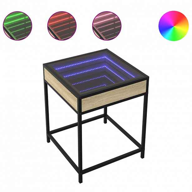 vidaXL Konferenční stolek s Infinity LED dub sonoma 40 x 40 x 51 cm