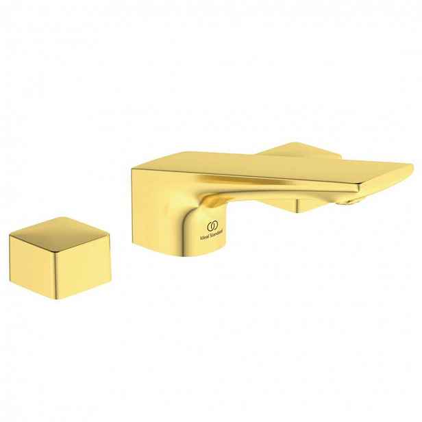 Ideal Standard Conca Tap - Umyvadlová baterie, 3-otvorová instalace, s výpustí, Brushed Gold BC759A2