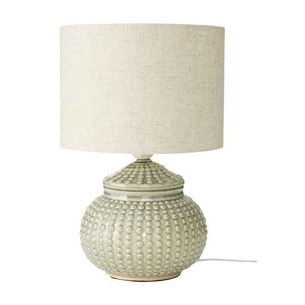 Šedá/béžová lněná stolní lampa (výška 39 cm) Niko – Ellos Home