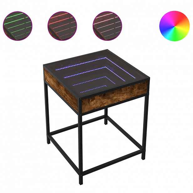 vidaXL Konferenční stolek s Infinity LED kouřový dub 40 x 40 x 51 cm